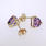 Charming Ladies 14K Yellow Gold Amethyst Stud Earrings Jewelry