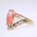 Stunning Vintage  Ladies 14K Yellow Gold Coral and Diamond Right Hand Ring Jewelry