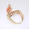 Stunning Vintage  Ladies 14K Yellow Gold Coral and Diamond Right Hand Ring Jewelry