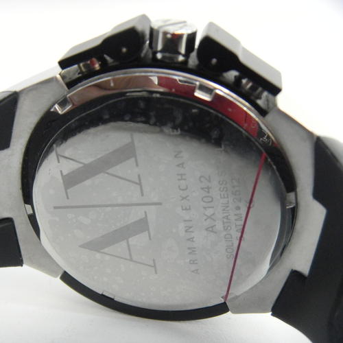 Armani Exchange AX1042 Miami Black Dial Rubber Strap Chronograph Men's  Watch 