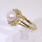 Lustrous Ladies 14K Yellow Gold Pearl and Diamond Right Hand Ring Jewelry