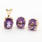 NEW Modern Ladies 14K Yellow Gold Amethyst 4.50CTW Earrings & Pendant Set