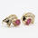 Vibrant Estate Ladies 14K Yellow Gold Pink Topaz and Natural Diamond 1.10CTW Earrings Jewelry