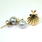 Lustrous Classic 14K Yellow Gold Pearl Stud Seashell Pendant 2PC Jewelry Set