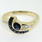 Retro Estate Ladies 14K Yellow Gold Blue Sapphire Diamond Cocktail Ring