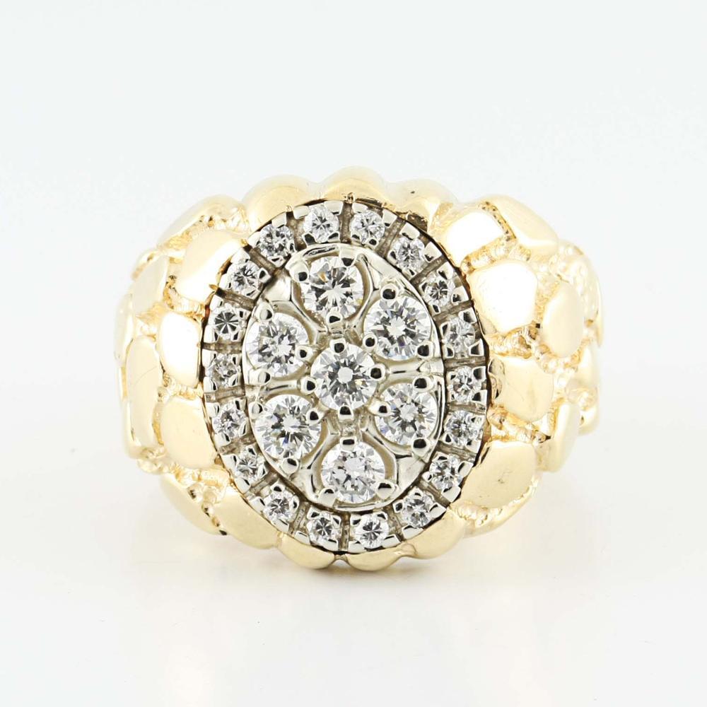 Striking 14K Yellow Gold Round Diamond Gold Nugget Mens Ring Online   8d0b34b06ae6166a38881f3bd194a44d 