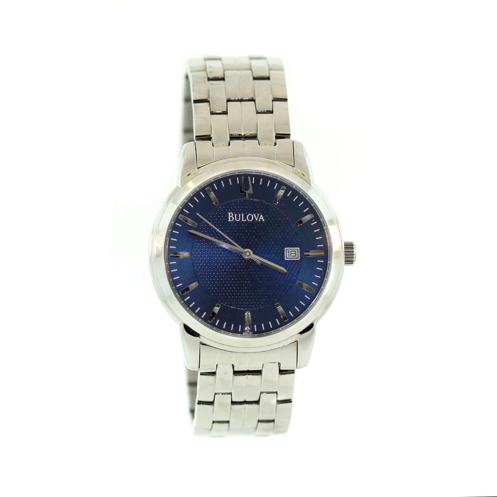 Handsome Men's Bulova Blue Face Stainless Steel Quartz Wrist Watch ...