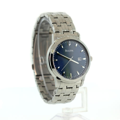 Handsome Men's Bulova Blue Face Stainless Steel Quartz Wrist Watch