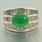 Striking Ladies 925 Sterling Silver Jade Cabochon Ring Jewelry