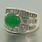 Striking Ladies 925 Sterling Silver Jade Cabochon Ring Jewelry