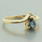 Vintage Retro Estate 10K Yellow Gold London Blue Topaz  Diamond  Right Hand Cocktail Ring