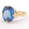 Vintage Ladies 14K Yellow Gold London Blue Topaz Oval Cut 8.35CTW Gem Cocktail Ring 