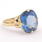 Vintage Ladies 14K Yellow Gold London Blue Topaz Oval Cut 8.35CTW Gem Cocktail Ring 