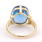 Vintage Ladies 14K Yellow Gold London Blue Topaz Oval Cut 8.35CTW Gem Cocktail Ring 