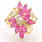 Vintage Retro 14K Yellow Gold Pink Spinel and Diamond 1.75CTW Cocktail Ring