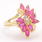 Vintage Retro 14K Yellow Gold Pink Spinel and Diamond 1.75CTW Cocktail Ring