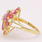 Vintage Retro 14K Yellow Gold Pink Spinel and Diamond 1.75CTW Cocktail Ring