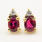 Classic Estate 14K Yellow Gold Diamond Ruby BirthStone Push Back Stud Earrings