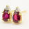 Classic Estate 14K Yellow Gold Diamond Ruby BirthStone Push Back Stud Earrings