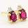 Classic Estate 14K Yellow Gold Diamond Ruby BirthStone Push Back Stud Earrings