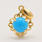 Vintage Estate 18K Yellow Gold Turquoise Cabochon Ornate Pendant 