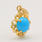 Vintage Estate 18K Yellow Gold Turquoise Cabochon Ornate Pendant 