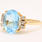 Retro Vintage Estate 10K Yellow Gold Oval Cut Blue Topaz Diamond Cocktail Ring