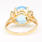 Retro Vintage Estate 10K Yellow Gold Oval Cut Blue Topaz Diamond Cocktail Ring