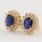 Classic Retro Estate 14K Yellow Gold Diamond Sapphire BirthStone Screw Back Stud Earrings