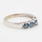 Modern Estate 10K White Gold Three Stone Blue Diamond Ring Band 