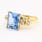 Vintage Estate Ladies 14K Yellow Gold Radiant Cut Blue Quartz Cocktail Ring