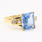 Vintage Estate Ladies 14K Yellow Gold Radiant Cut Blue Quartz Cocktail Ring