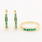 Vintage Estate 14K Yellow Gold Emerald Two Piece Jewelry Ring Earring Set