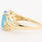 Retro Vintage 14K Yellow Gold Diamond Oval Blue Topaz Gem Cocktail Ring 