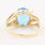 Retro Vintage 14K Yellow Gold Diamond Oval Blue Topaz Gem Cocktail Ring 