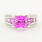 Retro Estate Ladies 10K White Gold Pink Topaz Diamond 3.00CTW Right Hand Ring