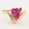 Vintage Estate 14k Yellow Gold  Pink Ruby Right Hand Ring 