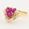 Vintage Estate 14k Yellow Gold  Pink Ruby Right Hand Ring 