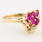 Vintage Estate 14k Yellow Gold  Pink Ruby Right Hand Ring 