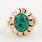 Vintage Estate 10K Yellow Gold Green Cabochon Two Piece Ring Earrings Jewelry Set