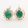 Vintage Estate 10K Yellow Gold Green Cabochon Two Piece Ring Earrings Jewelry Set