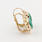 Vintage Estate 10K Yellow Gold Green Cabochon Two Piece Ring Earrings Jewelry Set