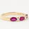 Modern Estate Ladies 14K Yellow Gold Red Stones Diamond Anniversary Right Hand Ring Band 