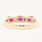 Modern Estate Ladies 14K Yellow Gold Red Stones Diamond Anniversary Right Hand Ring Band 