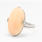 Fine Vintage Estate Retro 14K White Gold Angel Skin Coral Cabochon Cocktail Ring