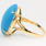 Fine Vintage Estate Retro 18K Yellow Gold Blue Cabochon Cocktail Ring