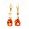 Modern Estate 14k Yellow Gold Orange Oval Gemstone Drop French Back Earrings