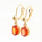 Modern Estate 14k Yellow Gold Orange Oval Gemstone Drop French Back Earrings