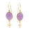 Classic Estate 14K Yellow Gold Purple Jade Bezel Set Drop Earrings