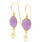 Classic Estate 14K Yellow Gold Purple Jade Bezel Set Drop Earrings